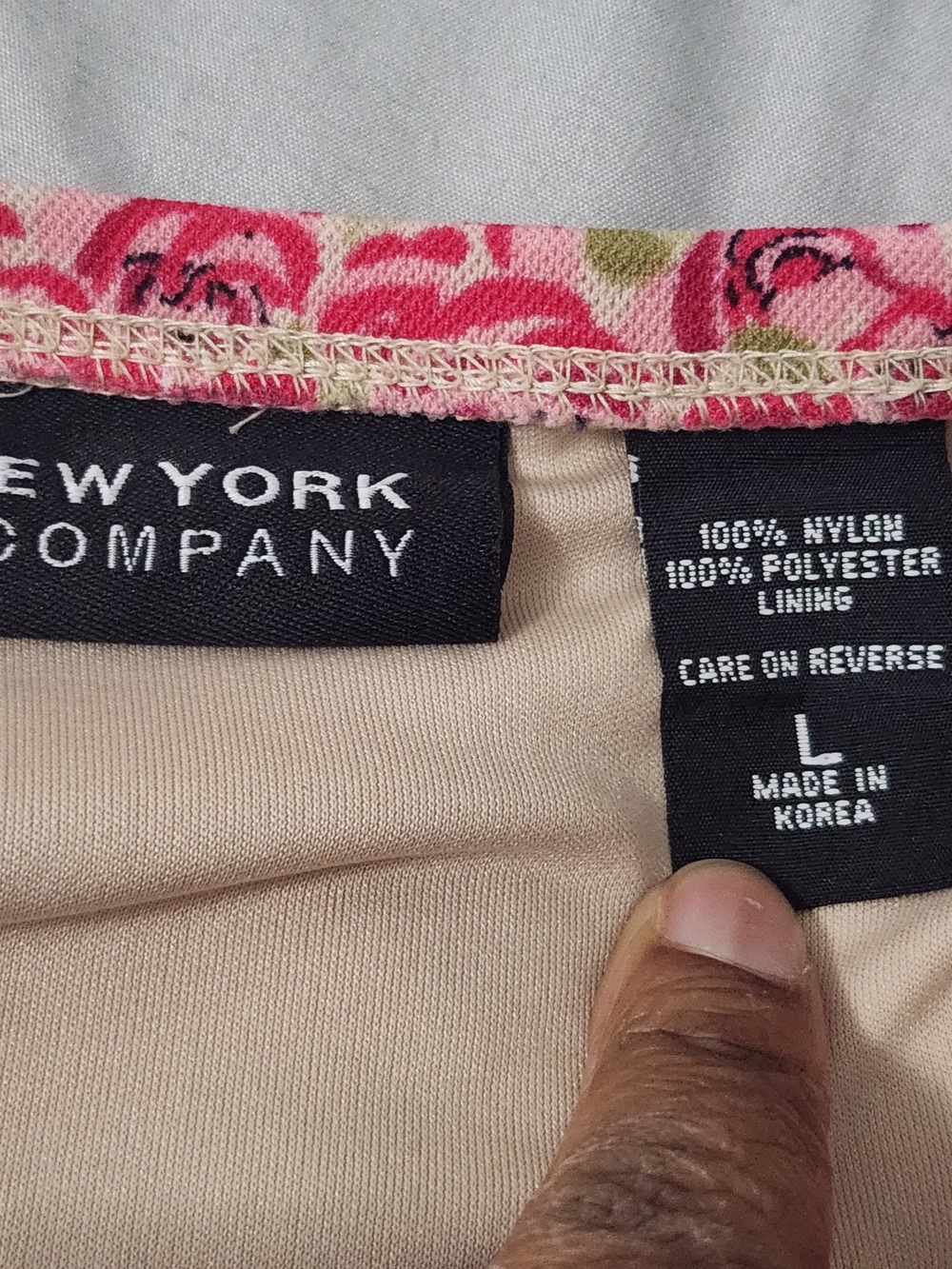 New York & Company A-Line Skirt Pink Rose Floral Lined Feminine Size L